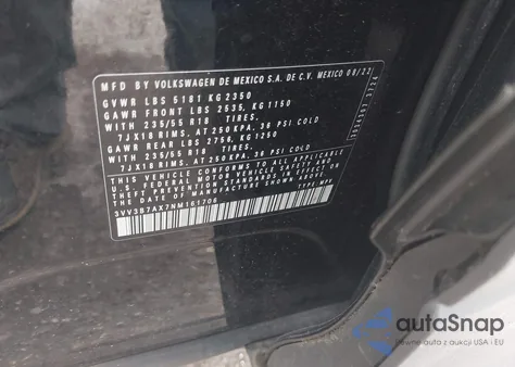 2022 Volkswagen Tiguan 2.0T Se from USA, damaged, VIN 3VV3B7AX7NM161706